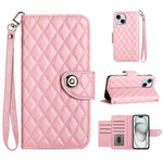 Custodia per cellulare in pelle con texture rombica con cordino, For iPhone 13, For iPhone 12 / 12 Pro, For iPhone 12 Pro Max, For iPhone 11 Pro Max