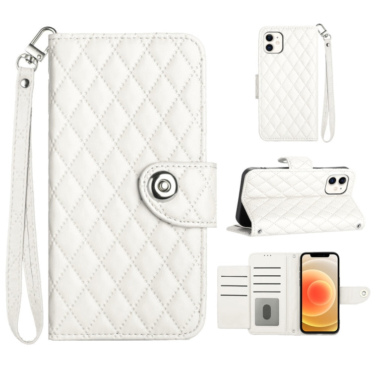 Custodia per cellulare in pelle con texture rombica con cordino, For iPhone 13, For iPhone 12 / 12 Pro, For iPhone 12 Pro Max, For iPhone 11 Pro Max