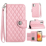Custodia per cellulare in pelle con texture rombica con cordino, For iPhone 13, For iPhone 12 / 12 Pro, For iPhone 12 Pro Max, For iPhone 11 Pro Max