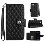 Custodia per cellulare in pelle con texture rombica con cordino, For iPhone 13, For iPhone 12 / 12 Pro, For iPhone 12 Pro Max, For iPhone 11 Pro Max