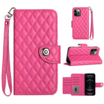 Custodia per cellulare in pelle con texture rombica con cordino, For iPhone 13, For iPhone 12 / 12 Pro, For iPhone 12 Pro Max, For iPhone 11 Pro Max