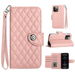 Custodia per cellulare in pelle con texture rombica con cordino, For iPhone 13, For iPhone 12 / 12 Pro, For iPhone 12 Pro Max, For iPhone 11 Pro Max