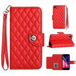 Custodia per cellulare in pelle con texture rombica con cordino, For iPhone 14 Pro Max, For iPhone SE 2022 / 2020 / 8 / 7, For iPhone 13 Pro Max, For iPhone 13 Pro