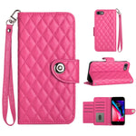 Custodia per cellulare in pelle con texture rombica con cordino, For iPhone 14 Pro Max, For iPhone SE 2022 / 2020 / 8 / 7, For iPhone 13 Pro Max, For iPhone 13 Pro