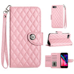 Custodia per cellulare in pelle con texture rombica con cordino, For iPhone 14 Pro Max, For iPhone SE 2022 / 2020 / 8 / 7, For iPhone 13 Pro Max, For iPhone 13 Pro