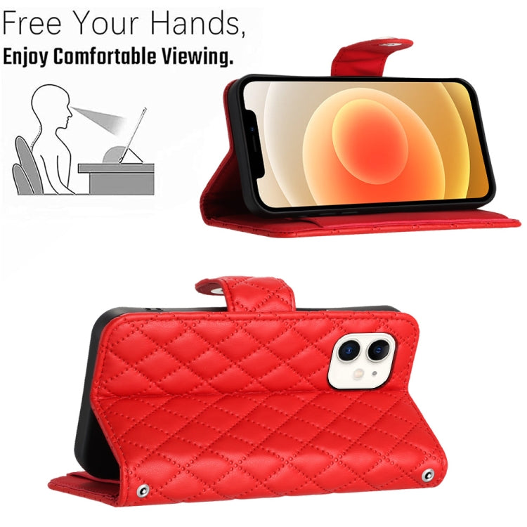 Custodia per cellulare in pelle con texture rombica con cordino, For iPhone 11, For iPhone 11 Pro, For iPhone XS / X, For iPhone XR