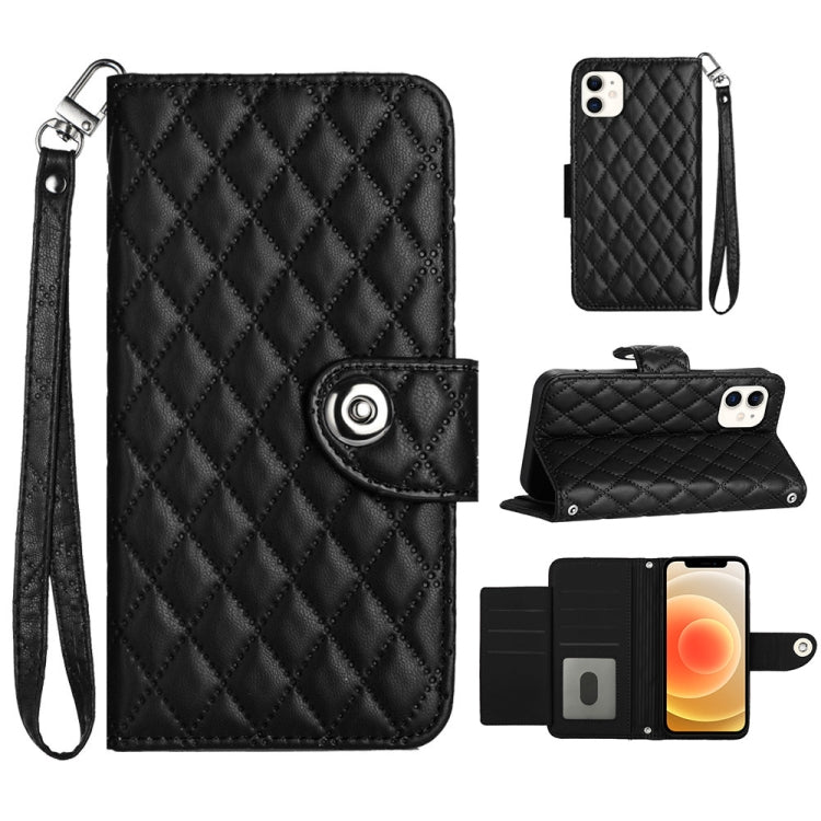 Custodia per cellulare in pelle con texture rombica con cordino, For iPhone 11, For iPhone 11 Pro, For iPhone XS / X, For iPhone XR