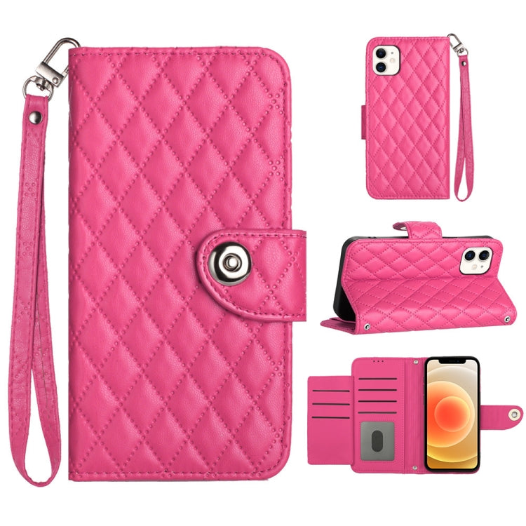 Custodia per cellulare in pelle con texture rombica con cordino, For iPhone 11, For iPhone 11 Pro, For iPhone XS / X, For iPhone XR