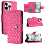 Custodia per cellulare in pelle con texture rombica con cordino, For iPhone SE 2024, For iPhone 16 Pro Max, For iPhone 16 Pro, For iPhone 16 Plus