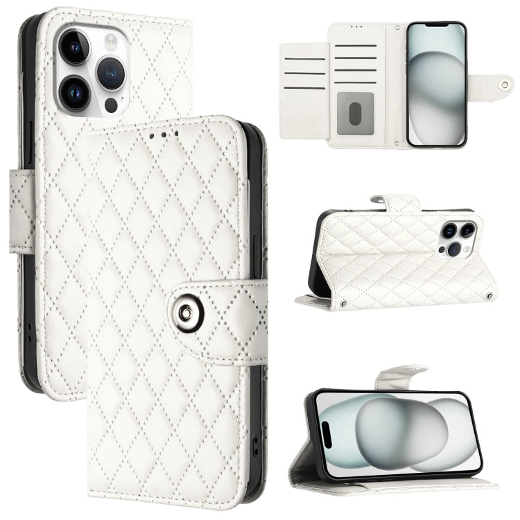 Custodia per cellulare in pelle con texture rombica con cordino, For iPhone SE 2024, For iPhone 16 Pro Max, For iPhone 16 Pro, For iPhone 16 Plus