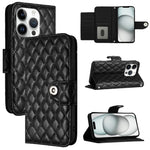 Custodia per cellulare in pelle con texture rombica con cordino, For iPhone SE 2024, For iPhone 16 Pro Max, For iPhone 16 Pro, For iPhone 16 Plus