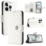 Custodia per cellulare in pelle con texture rombica con cordino, For iPhone SE 2024, For iPhone 16 Pro Max, For iPhone 16 Pro, For iPhone 16 Plus