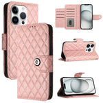 Custodia per cellulare in pelle con texture rombica con cordino, For iPhone SE 2024, For iPhone 16 Pro Max, For iPhone 16 Pro, For iPhone 16 Plus