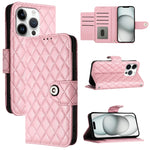 Custodia per cellulare in pelle con texture rombica con cordino, For iPhone SE 2024, For iPhone 16 Pro Max, For iPhone 16 Pro, For iPhone 16 Plus