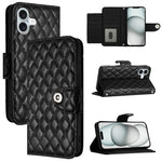 Custodia per cellulare in pelle con texture rombica con cordino, For iPhone SE 2024, For iPhone 16 Pro Max, For iPhone 16 Pro, For iPhone 16 Plus