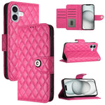 Custodia per cellulare in pelle con texture rombica con cordino, For iPhone SE 2024, For iPhone 16 Pro Max, For iPhone 16 Pro, For iPhone 16 Plus