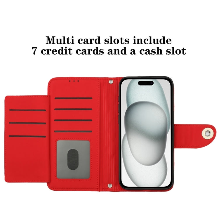 Custodia per cellulare in pelle con texture rombica con cordino, For iPhone 16, For iPhone 15 Pro Max, For iPhone 15 Pro, For iPhone 15 Plus