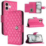 Custodia per cellulare in pelle con texture rombica con cordino, For iPhone 16, For iPhone 15 Pro Max, For iPhone 15 Pro, For iPhone 15 Plus