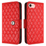 Custodia per cellulare in pelle con texture rombica con cordino, For iPhone SE 2024, For iPhone 16 Pro Max, For iPhone 16 Pro, For iPhone 16 Plus