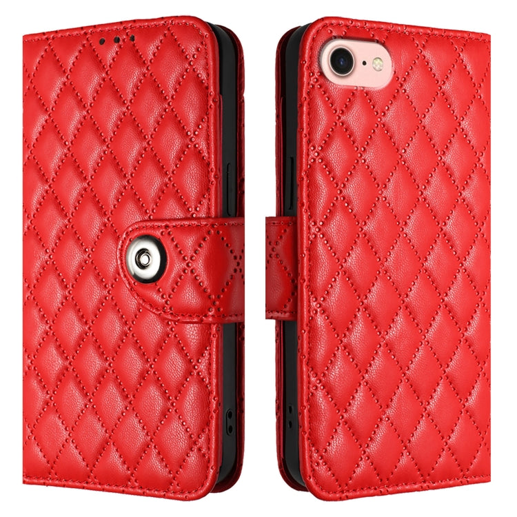 Custodia per cellulare in pelle con texture rombica con cordino, For iPhone SE 2024, For iPhone 16 Pro Max, For iPhone 16 Pro, For iPhone 16 Plus