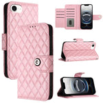 Custodia per cellulare in pelle con texture rombica con cordino, For iPhone SE 2024, For iPhone 16 Pro Max, For iPhone 16 Pro, For iPhone 16 Plus