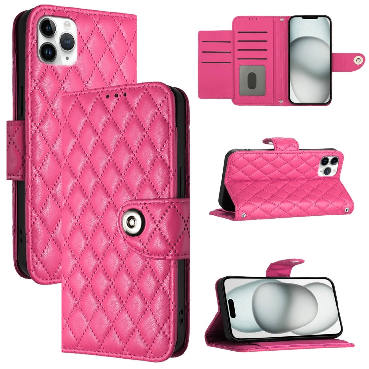 Custodia per cellulare in pelle con texture rombica con cordino, For iPhone 13, For iPhone 12 / 12 Pro, For iPhone 12 Pro Max, For iPhone 11 Pro Max