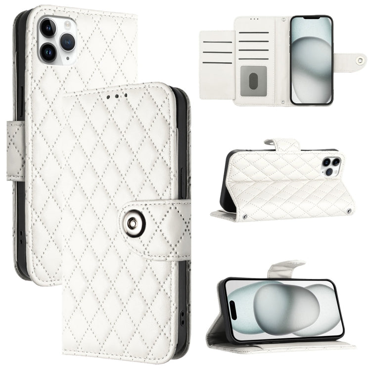 Custodia per cellulare in pelle con texture rombica con cordino, For iPhone 13, For iPhone 12 / 12 Pro, For iPhone 12 Pro Max, For iPhone 11 Pro Max