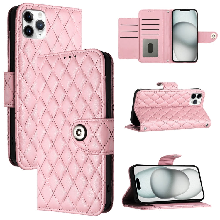 Custodia per cellulare in pelle con texture rombica con cordino, For iPhone 13, For iPhone 12 / 12 Pro, For iPhone 12 Pro Max, For iPhone 11 Pro Max