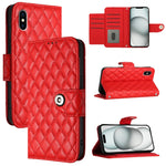 Custodia per cellulare in pelle con texture rombica con cordino, For iPhone 11, For iPhone 11 Pro, For iPhone XS / X, For iPhone XR