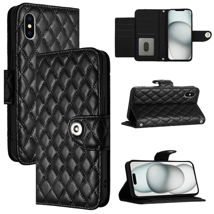 Custodia per cellulare in pelle con texture rombica con cordino, For iPhone 11, For iPhone 11 Pro, For iPhone XS / X, For iPhone XR