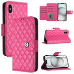 Custodia per cellulare in pelle con texture rombica con cordino, For iPhone 11, For iPhone 11 Pro, For iPhone XS / X, For iPhone XR