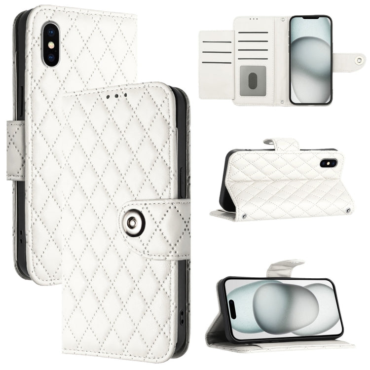 Custodia per cellulare in pelle con texture rombica con cordino, For iPhone 11, For iPhone 11 Pro, For iPhone XS / X, For iPhone XR
