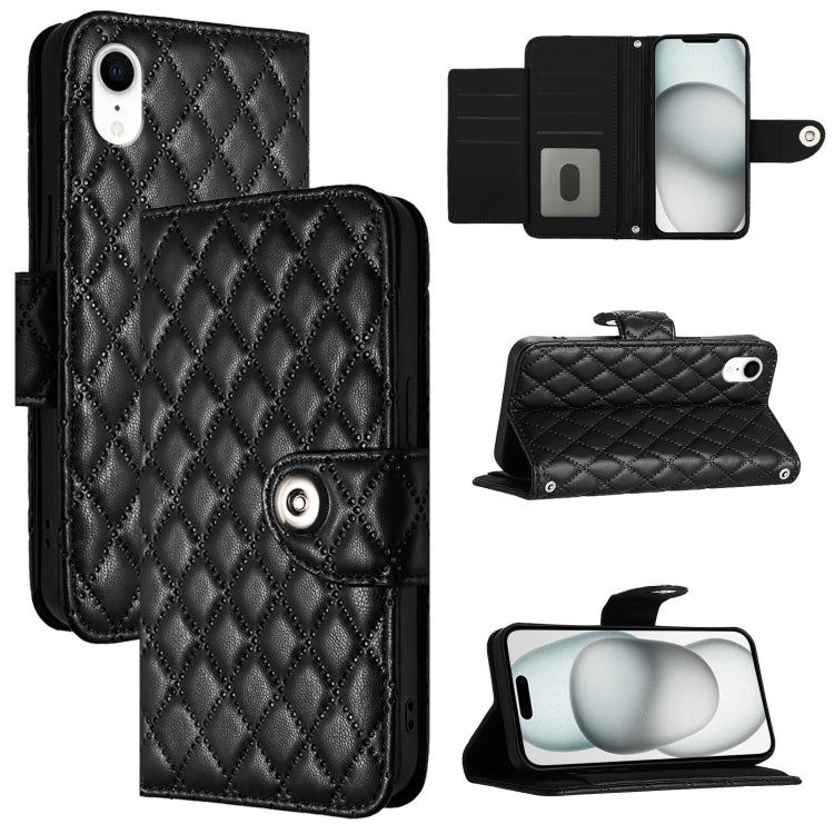 Custodia per cellulare in pelle con texture rombica con cordino, For iPhone 11, For iPhone 11 Pro, For iPhone XS / X, For iPhone XR