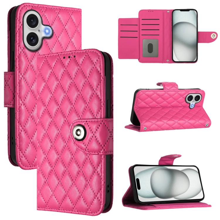 Custodia per cellulare in pelle con texture rombica con cordino, For iPhone 17 Pro Max, For iPhone 17 Pro, For iPhone 17, For iPhone Air