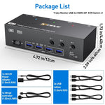 KC-KVM303DH Switch KVM per monitor tripli USB 3.0 DP+DP+HDMI 8K 60Hz, EU Plug, US Plug