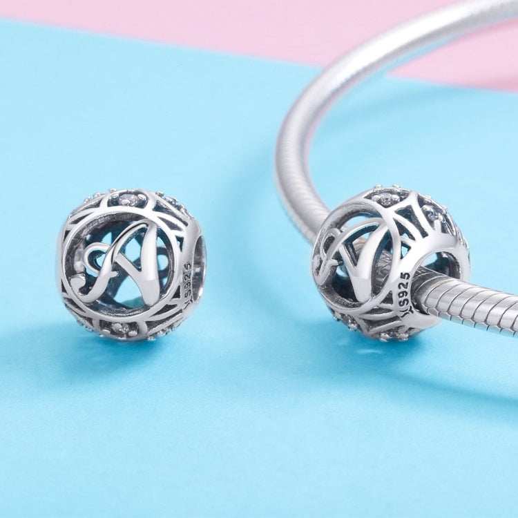 S925 Sterling Silver 26 lettere inglesi perline fai da te bracciale collana accessori, A, B, C, D, E, F, G, H, I, J, K, L, M, N, O, P, Q, R, S, T, U, V, W, X