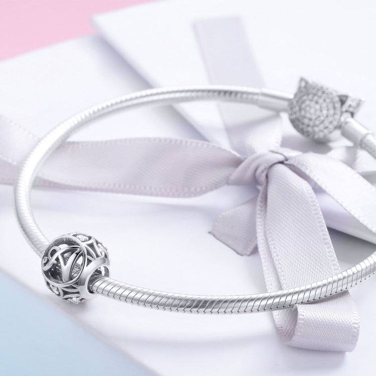 S925 Sterling Silver 26 lettere inglesi perline fai da te bracciale collana accessori, A, B, C, D, E, F, G, H, I, J, K, L, M, N, O, P, Q, R, S, T, U, V, W, X