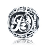 S925 Sterling Silver 26 lettere inglesi perline fai da te bracciale collana accessori, A, B, C, D, E, F, G, H, I, J, K, L, M, N, O, P, Q, R, S, T, U, V, W, X