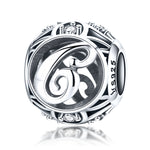 S925 Sterling Silver 26 lettere inglesi perline fai da te bracciale collana accessori, A, B, C, D, E, F, G, H, I, J, K, L, M, N, O, P, Q, R, S, T, U, V, W, X