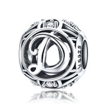 S925 Sterling Silver 26 lettere inglesi perline fai da te bracciale collana accessori, A, B, C, D, E, F, G, H, I, J, K, L, M, N, O, P, Q, R, S, T, U, V, W, X