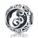 S925 Sterling Silver 26 lettere inglesi perline fai da te bracciale collana accessori, A, B, C, D, E, F, G, H, I, J, K, L, M, N, O, P, Q, R, S, T, U, V, W, X