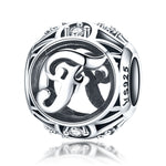 S925 Sterling Silver 26 lettere inglesi perline fai da te bracciale collana accessori, A, B, C, D, E, F, G, H, I, J, K, L, M, N, O, P, Q, R, S, T, U, V, W, X