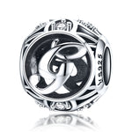 S925 Sterling Silver 26 lettere inglesi perline fai da te bracciale collana accessori, A, B, C, D, E, F, G, H, I, J, K, L, M, N, O, P, Q, R, S, T, U, V, W, X