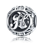 S925 Sterling Silver 26 lettere inglesi perline fai da te bracciale collana accessori, A, B, C, D, E, F, G, H, I, J, K, L, M, N, O, P, Q, R, S, T, U, V, W, X