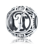 S925 Sterling Silver 26 lettere inglesi perline fai da te bracciale collana accessori, A, B, C, D, E, F, G, H, I, J, K, L, M, N, O, P, Q, R, S, T, U, V, W, X