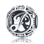 S925 Sterling Silver 26 lettere inglesi perline fai da te bracciale collana accessori, A, B, C, D, E, F, G, H, I, J, K, L, M, N, O, P, Q, R, S, T, U, V, W, X