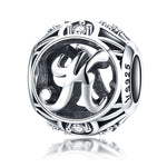 S925 Sterling Silver 26 lettere inglesi perline fai da te bracciale collana accessori, A, B, C, D, E, F, G, H, I, J, K, L, M, N, O, P, Q, R, S, T, U, V, W, X