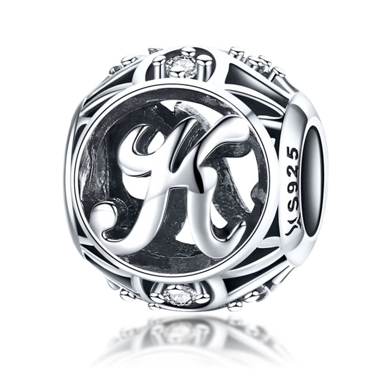 S925 Sterling Silver 26 lettere inglesi perline fai da te bracciale collana accessori, A, B, C, D, E, F, G, H, I, J, K, L, M, N, O, P, Q, R, S, T, U, V, W, X