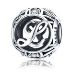 S925 Sterling Silver 26 lettere inglesi perline fai da te bracciale collana accessori, A, B, C, D, E, F, G, H, I, J, K, L, M, N, O, P, Q, R, S, T, U, V, W, X