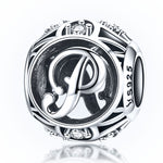 S925 Sterling Silver 26 lettere inglesi perline fai da te bracciale collana accessori, A, B, C, D, E, F, G, H, I, J, K, L, M, N, O, P, Q, R, S, T, U, V, W, X